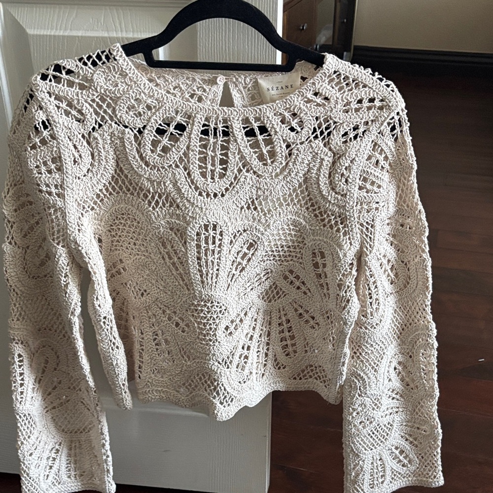 Sezane Ivory Lace Blouse